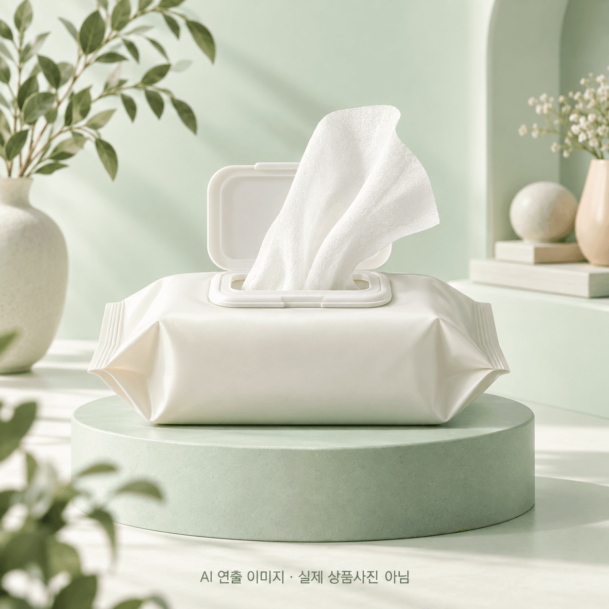 일반 물티슈 개념 그림 · AI 연출 이미지 · 실제 상품사진 아님 · 포장·색상은 판매처 확인
